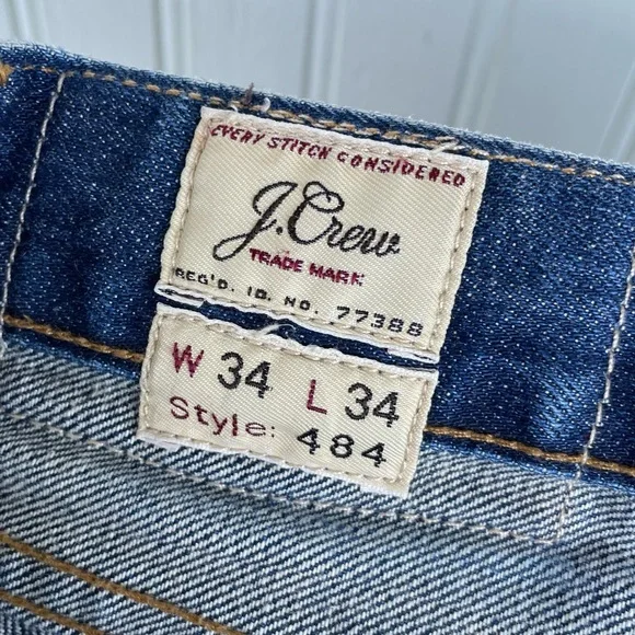 J. Crew Men's 484 Jeans Size W34 L34 Japanese Kaihara Denim 100% Cotton C9071 - Picture 5 of 11